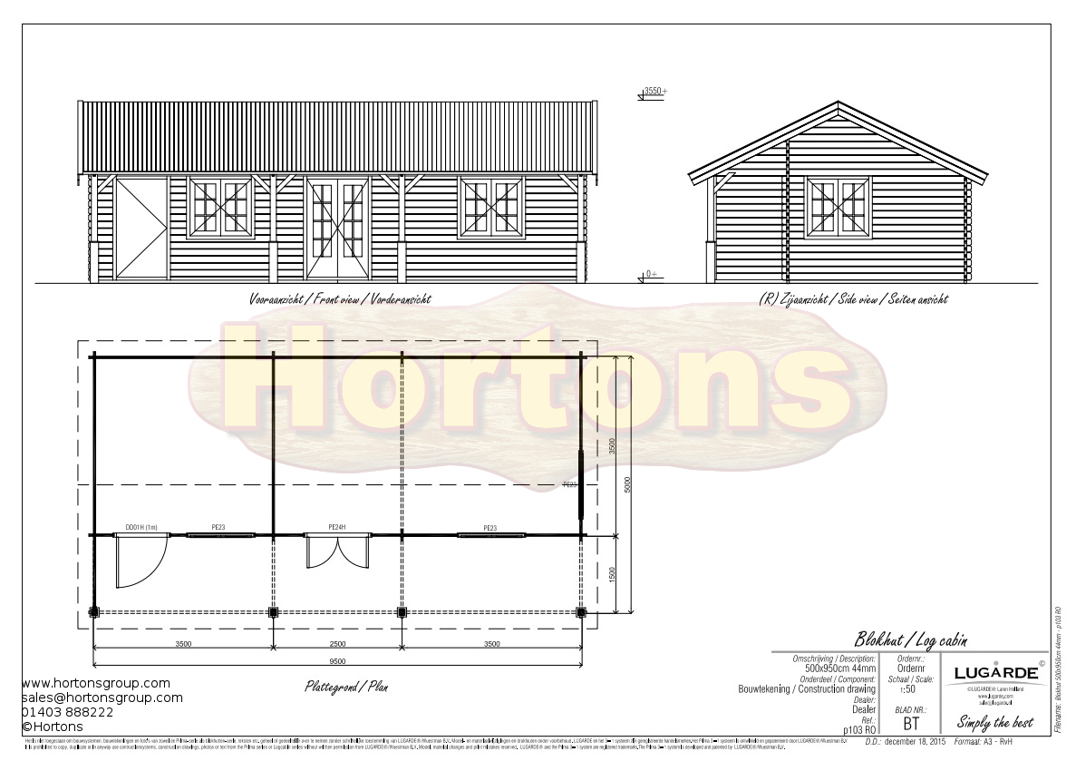 Lugarde 44mm Log Cabin Holiday home 9.5m x 5m