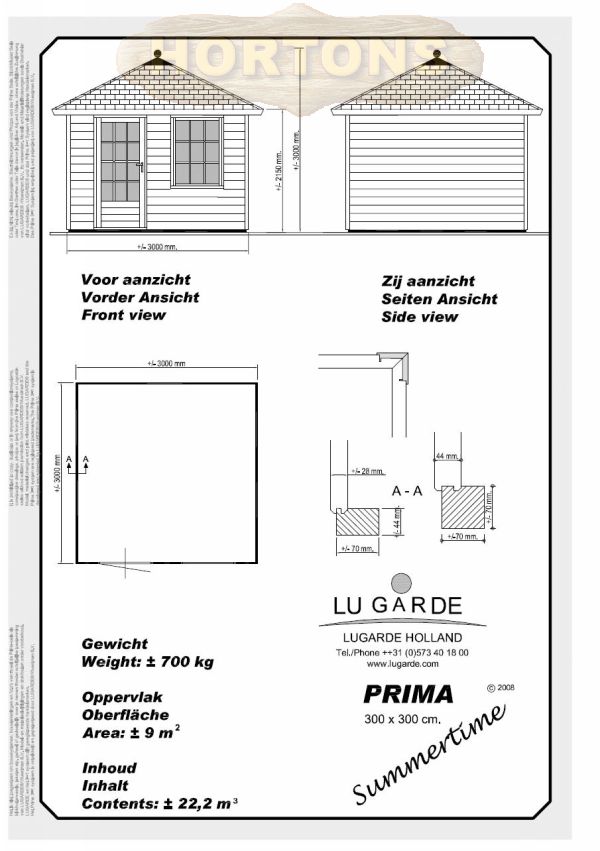 3x3m Lugarde Prima Summertime - Click Image to Close