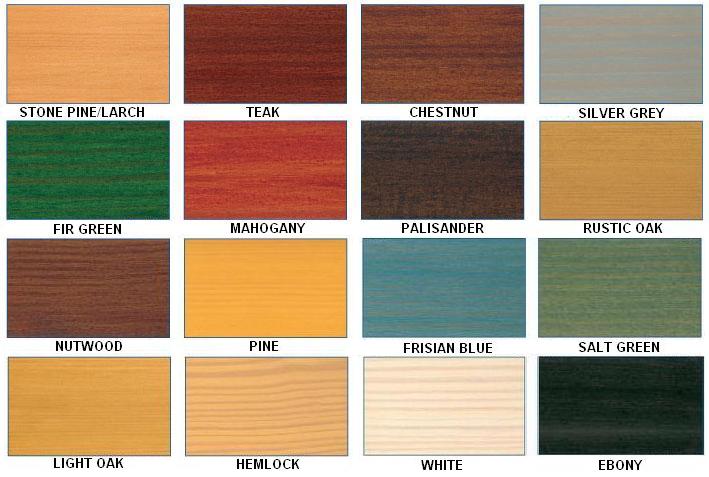 Exterior Wood Stain - Colour Charts