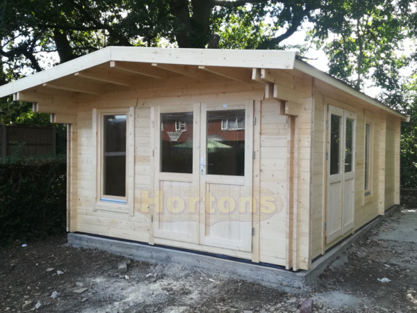 4x7m insulated Twin Skin log cabin_1