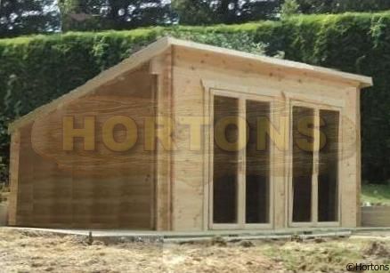 Log Cabin 5.0 X 4.0m Pent Roof 28mm Twinskin Log Cabin