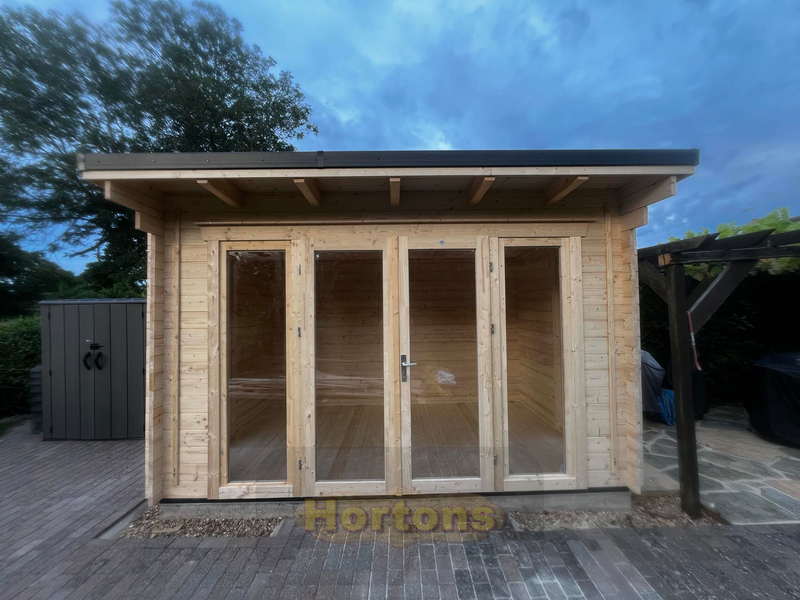 28mm, 4x2m pent roof Oxshott log cabin