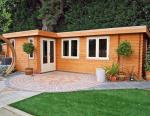 Lugarde Flat roof Log Cabin Bordeaux 7.0 x 3.5m